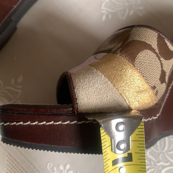 Y2K COACH SIGNATURE CHELSEA PLATFORM PATCHWORK LEATHER SZ 6M BROWN WEDGES HEELS - Picture 11 of 15